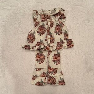 Kate Quinn Floral Kids Matching Set - Cream and Pink Cactus and Flower Print